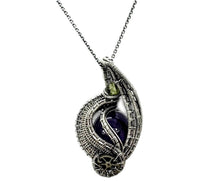 Load image into Gallery viewer, Custom Gemstone Steampunk Pendant, Wire-Wrapped in Sterling Silver