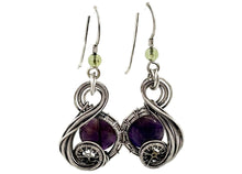 Load image into Gallery viewer, Custom Gemstone Sterling Silver Steampunk "Swish" Earrings