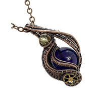 Load image into Gallery viewer, Custom Gemstone Steampunk Pendant, Wire-Wrapped in Bronze