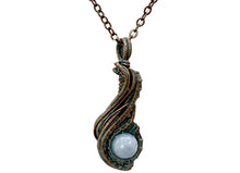 Load image into Gallery viewer, Custom Verdigris Gemstone Pendant, Copper Wire Wrap, "Comet" Model