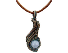 Load image into Gallery viewer, Custom Verdigris Gemstone Pendant, Copper Wire Wrap, "Comet" Model