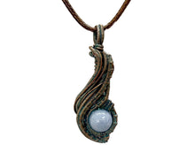 Load image into Gallery viewer, Custom Verdigris Gemstone Pendant, Copper Wire Wrap, "Comet" Model