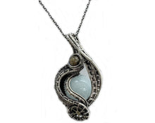 Load image into Gallery viewer, Custom Gemstone Steampunk Pendant, Wire-Wrapped in Sterling Silver