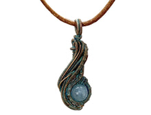 Load image into Gallery viewer, Custom Verdigris Gemstone Pendant, Copper Wire Wrap, "Comet" Model