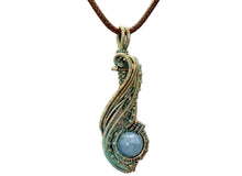 Load image into Gallery viewer, Custom Verdigris Gemstone Pendant, Brass Wire Wrap, "Comet" Model