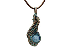 Load image into Gallery viewer, Custom Verdigris Gemstone Pendant, Copper Wire Wrap, "Comet" Model