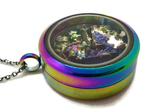 Bismuth Crystal Locket on Sterling Silver Chain