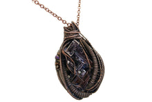 Load image into Gallery viewer, Bismuth Crystal Pendant in Bronze with Titanium Aura Quartz