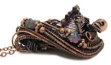 Load image into Gallery viewer, Bismuth Crystal Pendant in Bronze with Titanium Aura Quartz