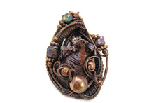 Load image into Gallery viewer, Bismuth Crystal Pendant in Bronze with Titanium Aura Quartz