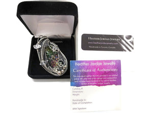 Bismuth Crystal Pendant Necklace with Herkimer Diamonds in Sterling Silver