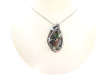 Load image into Gallery viewer, Bismuth Crystal Pendant Necklace with Herkimer Diamonds in Sterling Silver