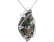 Load image into Gallery viewer, Bismuth Crystal Pendant Necklace with Herkimer Diamonds in Sterling Silver