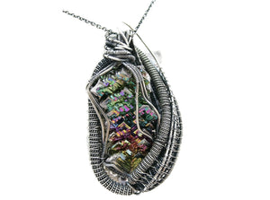 Bismuth Crystal Pendant Necklace with Herkimer Diamonds in Sterling Silver