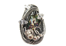 Load image into Gallery viewer, Bismuth Crystal Pendant Necklace with Herkimer Diamonds in Sterling Silver