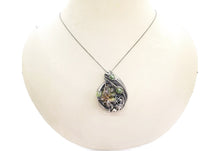 Load image into Gallery viewer, Bismuth Crystal Wire-Wrapped Pendant in Sterling Silver with UV-Reactive Glass