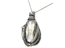 Load image into Gallery viewer, White Pearl Pendant with Ethiopian Opals, Wire-Wrapped in Sterling Silver