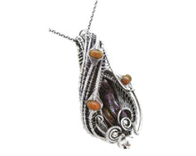 Load image into Gallery viewer, Bronze Pearl Pendant with Ethiopian Opals, Wire-Wrapped in Sterling Silver