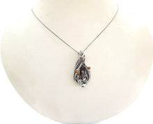 Load image into Gallery viewer, Bronze Pearl Pendant with Ethiopian Opals, Wire-Wrapped in Sterling Silver