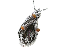 Load image into Gallery viewer, Bronze Pearl Pendant with Ethiopian Opals, Wire-Wrapped in Sterling Silver