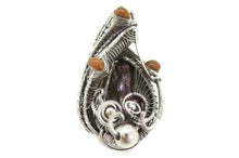 Load image into Gallery viewer, Bronze Pearl Pendant with Ethiopian Opals, Wire-Wrapped in Sterling Silver