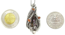 Load image into Gallery viewer, Bronze Pearl Pendant with Ethiopian Opals, Wire-Wrapped in Sterling Silver