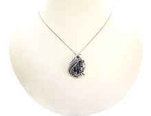 Load image into Gallery viewer, Cultured Black Freshwater Pearl Pendant with Rhodolite Garnet, Sterling silver Wire Wrap