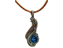 Load image into Gallery viewer, Custom Verdigris Gemstone Pendant, Copper Wire Wrap, "Comet" Model
