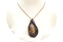 Load image into Gallery viewer, Citrine Crystal Wire Wrapped Pendant in Bronze with Amethyst