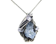 Load image into Gallery viewer, Celestite Druzy and Herkimer Diamond Pendant, Wire-Wrapped in Sterling Silver