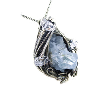 Load image into Gallery viewer, Celestite Druzy and Herkimer Diamond Pendant, Wire-Wrapped in Sterling Silver