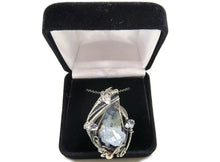 Load image into Gallery viewer, Celestite Druzy and Herkimer Diamond Pendant, Wire-Wrapped in Sterling Silver