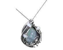 Load image into Gallery viewer, Mystical Celestite &amp; Rainbow Moonstone Wire-Wrapped Sterling Silver Pendant - Gemstone Jewelry
