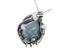 Load image into Gallery viewer, Mystical Celestite &amp; Rainbow Moonstone Wire-Wrapped Sterling Silver Pendant - Gemstone Jewelry