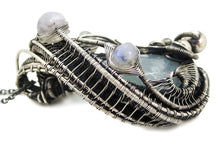 Load image into Gallery viewer, Mystical Celestite &amp; Rainbow Moonstone Wire-Wrapped Sterling Silver Pendant - Gemstone Jewelry