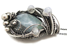 Load image into Gallery viewer, Mystical Celestite &amp; Rainbow Moonstone Wire-Wrapped Sterling Silver Pendant - Gemstone Jewelry