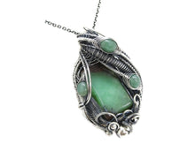 Load image into Gallery viewer, Australian Chrysoprase Wire-Wrapped Pendant in Sterling Silver with Aventurine