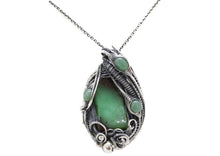 Load image into Gallery viewer, Australian Chrysoprase Wire-Wrapped Pendant in Sterling Silver with Aventurine