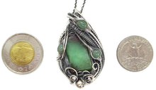 Load image into Gallery viewer, Australian Chrysoprase Wire-Wrapped Pendant in Sterling Silver with Aventurine