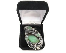 Load image into Gallery viewer, Australian Chrysoprase Wire-Wrapped Pendant in Sterling Silver with Aventurine