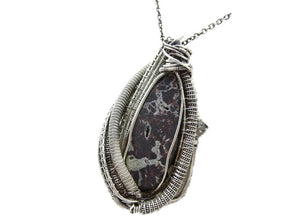 Cavansite in Stilbite Druzy Pendant, Wire-Wrapped in Sterling Silver with Herkimer Diamonds