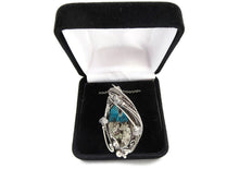Load image into Gallery viewer, Cavansite in Stilbite Druzy Pendant, Wire-Wrapped in Sterling Silver with Herkimer Diamonds