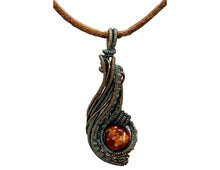Load image into Gallery viewer, Custom Verdigris Gemstone Pendant, Copper Wire Wrap, "Comet" Model