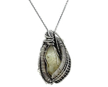 Load image into Gallery viewer, Raw Ethiopian Opal Pendant with Rainbow Moonstone, Gemstone Jewelry, Sterling Silver Wire Wrap