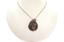 Load image into Gallery viewer, Dragon Blood Jasper Wire Wrapped Pendant in Bronze with Garnet