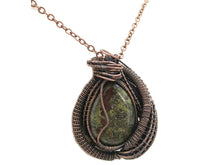 Load image into Gallery viewer, Dragon Blood Jasper Wire Wrapped Pendant in Bronze with Garnet