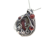 Load image into Gallery viewer, Dragon Blood Jasper Pendant with Red Tiger Eye, Wire-Wrapped in Sterling Silver