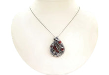 Load image into Gallery viewer, Dragon Blood Jasper Pendant with Red Tiger Eye, Wire-Wrapped in Sterling Silver