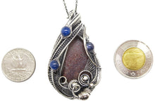Load image into Gallery viewer, Dinosaur Bone Fossil &amp; Blue Kyanite Wire-Wrapped Pendant in Sterling Silver
