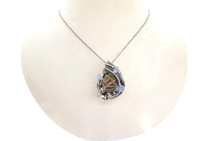 Desert Rose Pendant, Wire-Wrapped in Sterling Silver with Holley Blue Agate